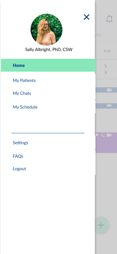 Therapist Menu Panel