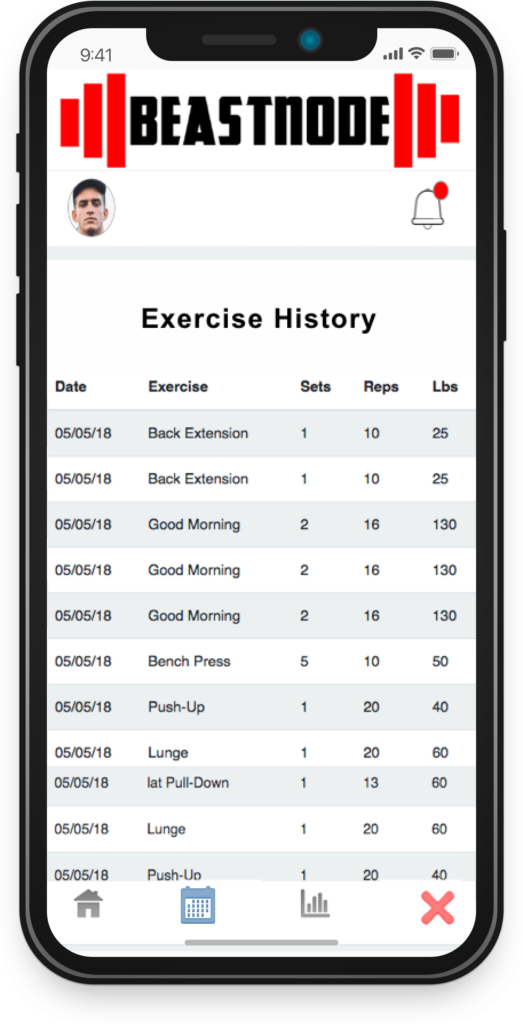 BeastNode Updated Exercise History