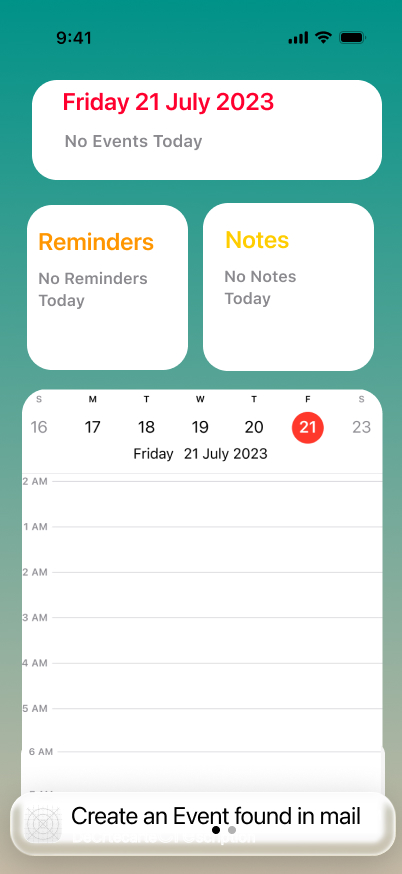 Calendar Home screen